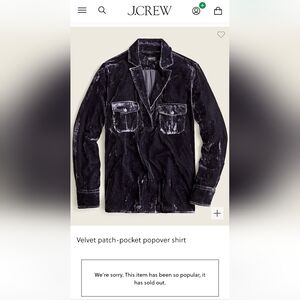 J. Crew Popover Velvet Top